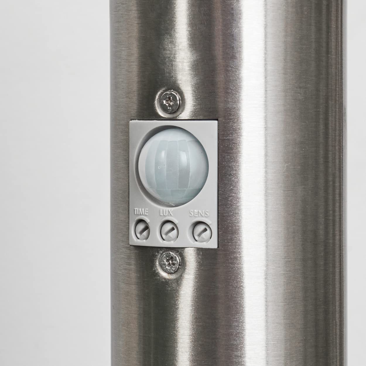 Lámpara de sendero moderna para exteriores Sessa con detector de movimiento, con base de metal/plástico en níquel mate/blanco, luz de 80 cm, lámpara/iluminación de jardín, E27, IP44, sin bombilla(s)