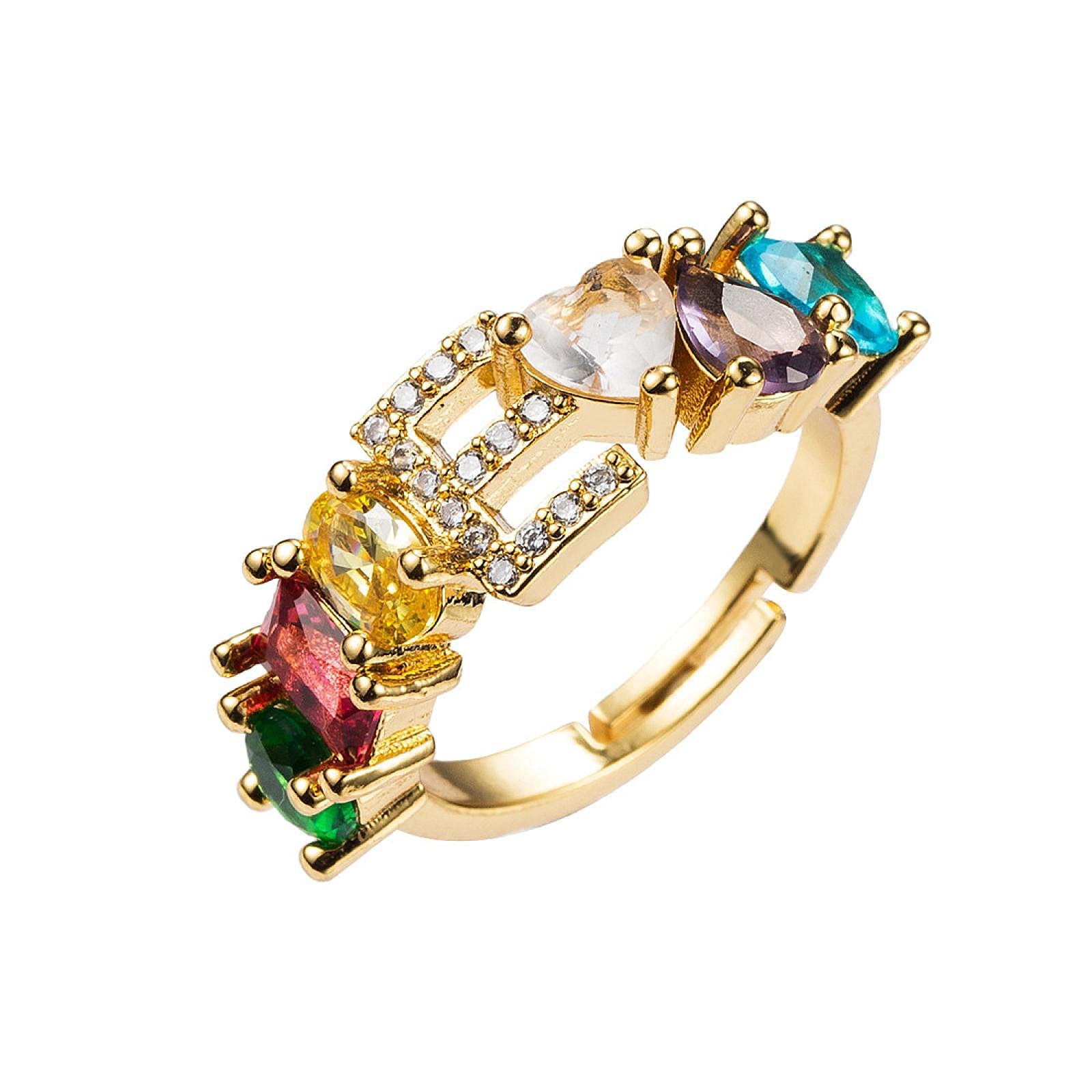 WXKAGF Anello Iniziale con zirconi intarsiati Anello da Donna Scintillante in Cristallo Anelli di Fidanzamento Nuziale esagerati per Le Donne