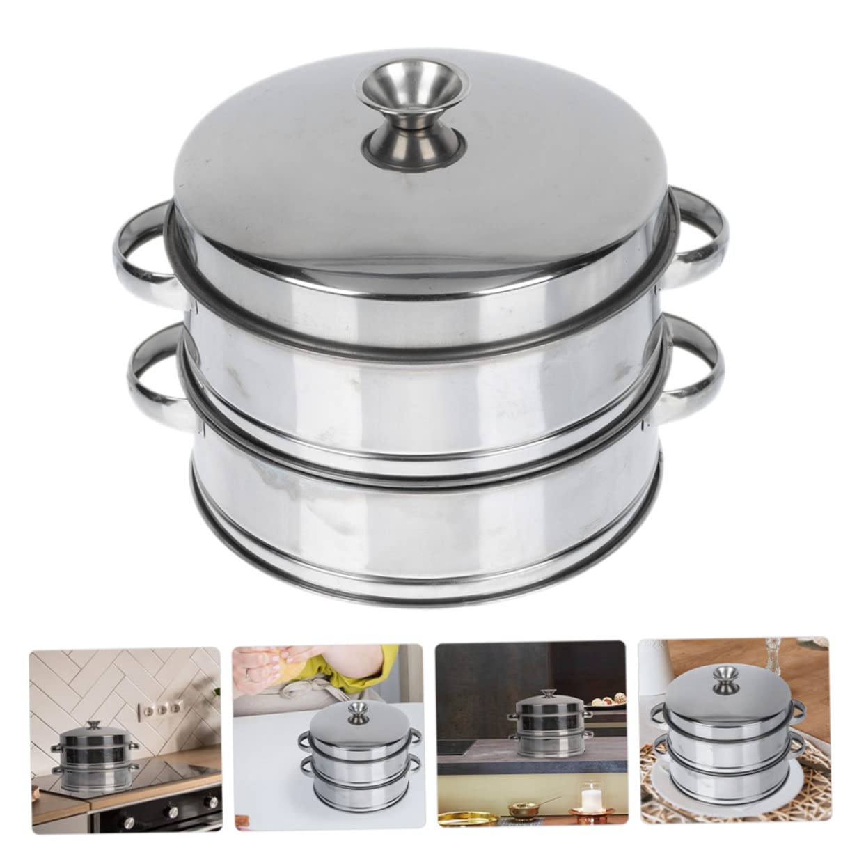 ULTECHNOVO Vaporera Inoxidable para Cocinar al Vapor Rejilla de 3 Niveles Multifuncional para Verduras Dim Sum y Pescado Utensilio de Cocina Práctico y Conveniente