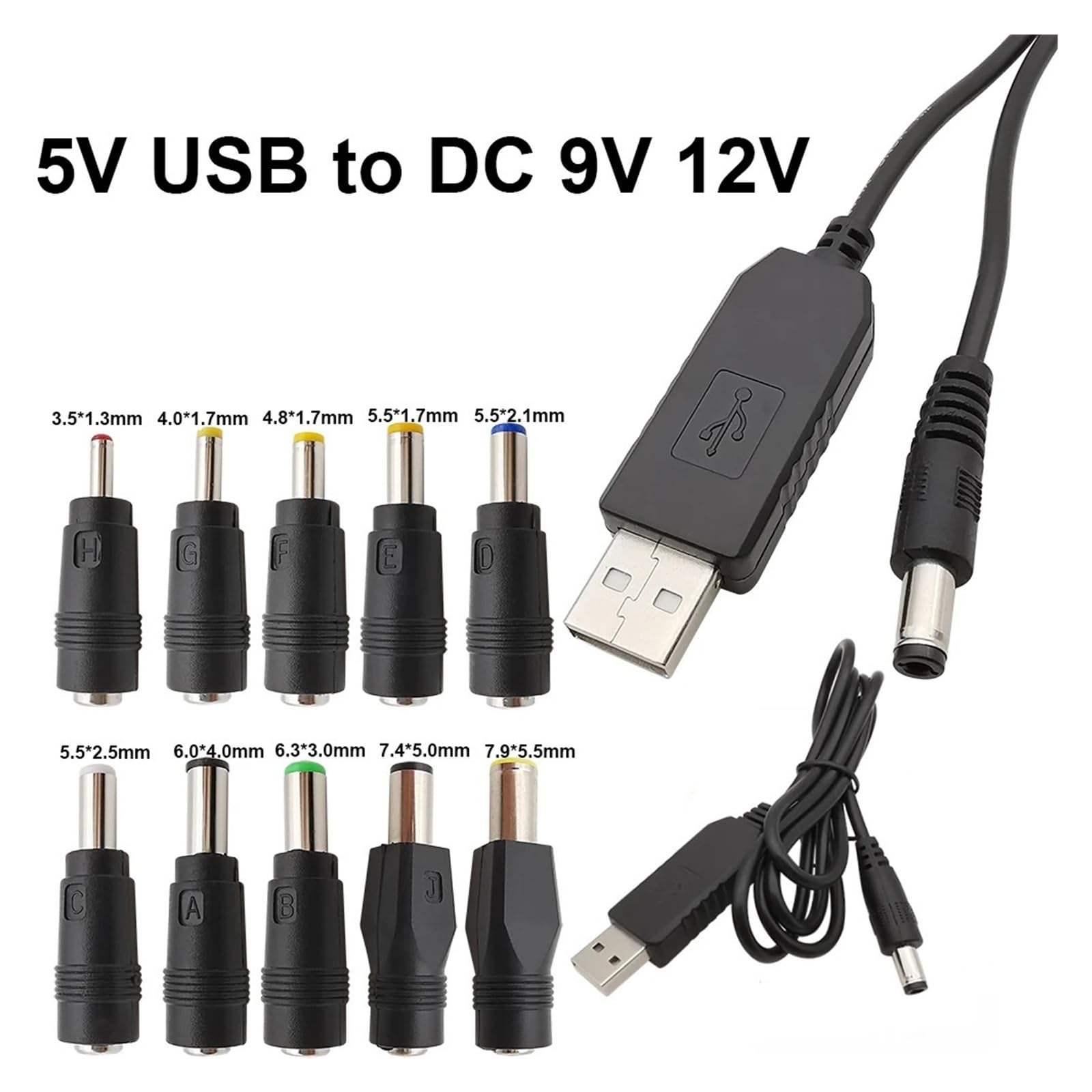 Konwerter USB na DC Boost 5 V-9 V/12 V 5,5 x 2,1 mm kabel do ładowania router wentylator (typ E)