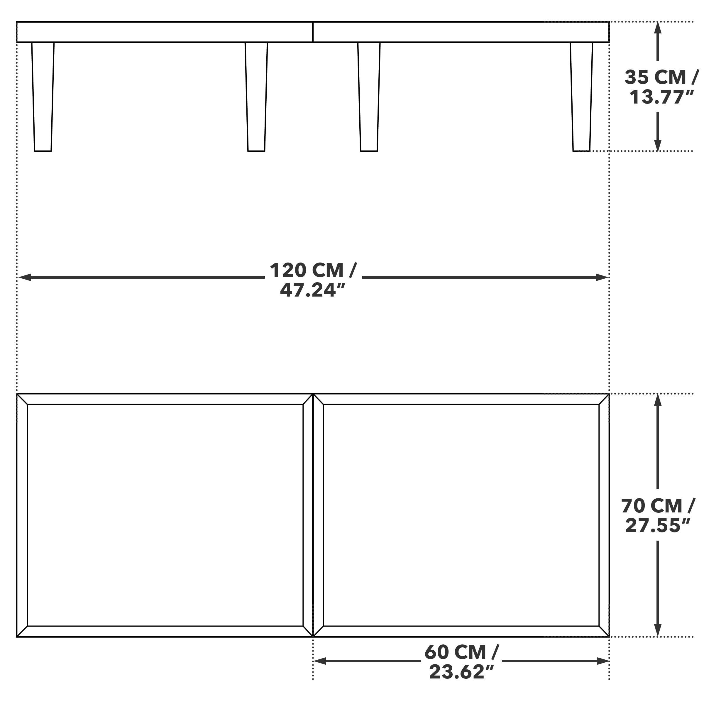 faltbarer Campingtisch - Klapptisch - Böhmischer Picknicktisch - Klapptisch – 70X120X35CM – 4 Personen – Kiefernholz (Walnuss)