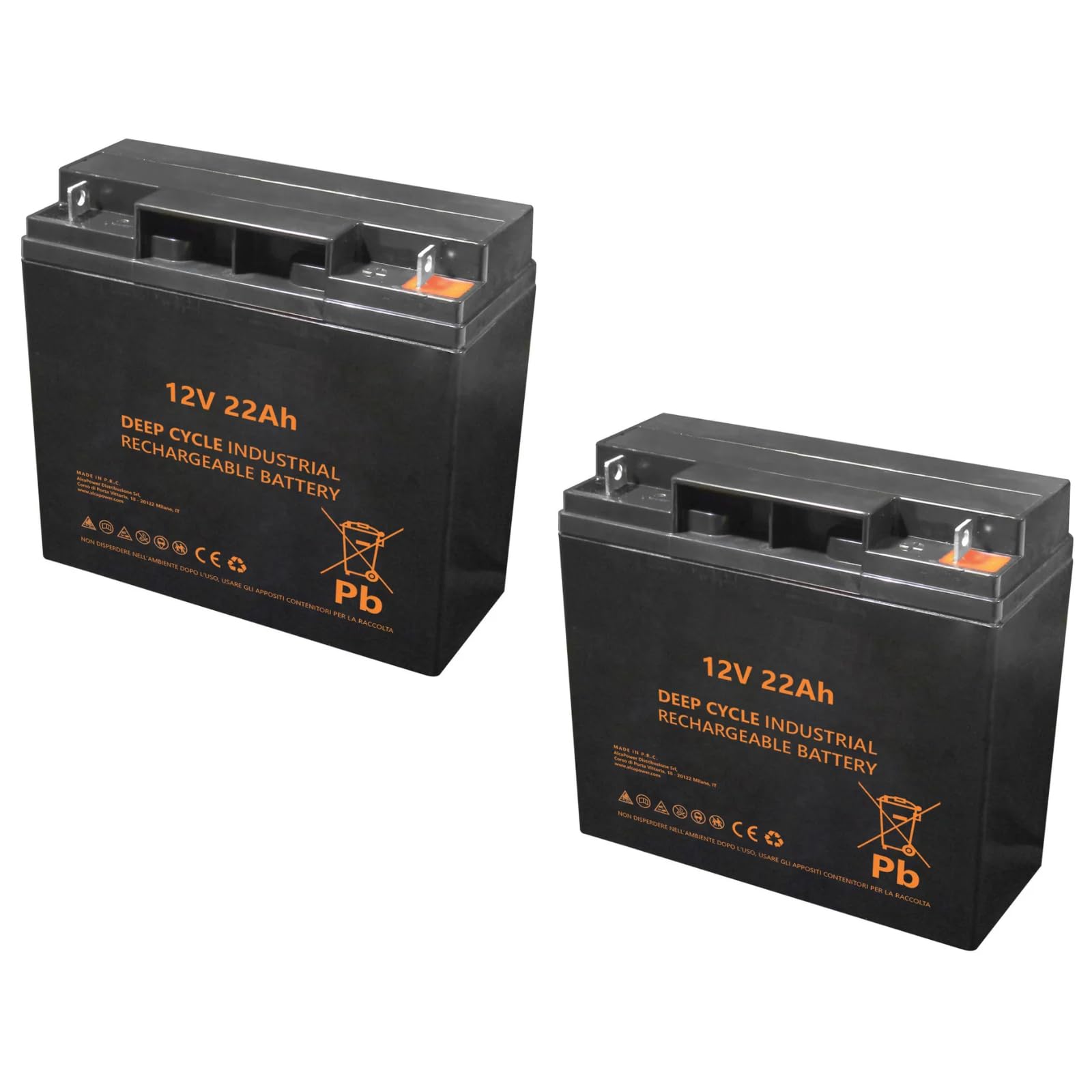 2 Batterie al piombo AGM 12V 24V 22Ah, ciclica, 181×77×167mm, compatibile per motori elettrici, alta capacità di scarica e lunga durata, ideale anche per UPS e sistemi solari, VRLA, GEL, uso ciclico
