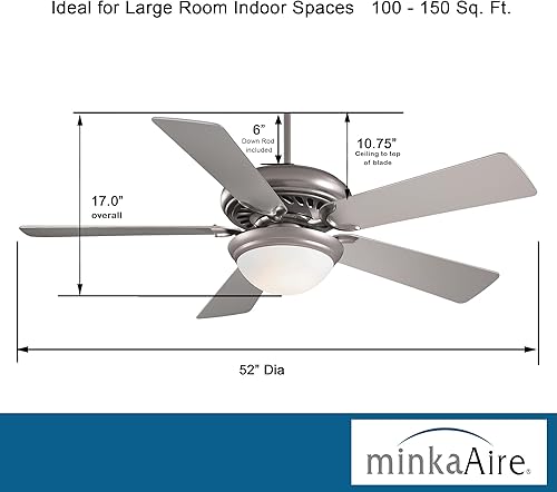 Miniatura 3 de Minka Aire F569L-BS Supra Ventilador de techo de 52 pulgadas con luces LED y control remoto, acero cepillado