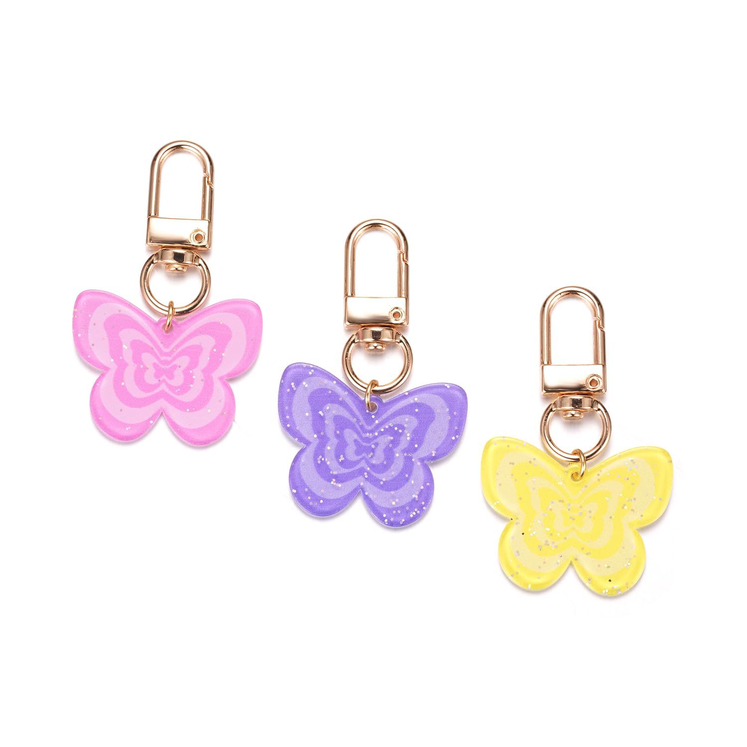 Cute Keychain for Women 3pcs Set Small Purple Pink Yellow Happy Smile Expression Car Keys Ring