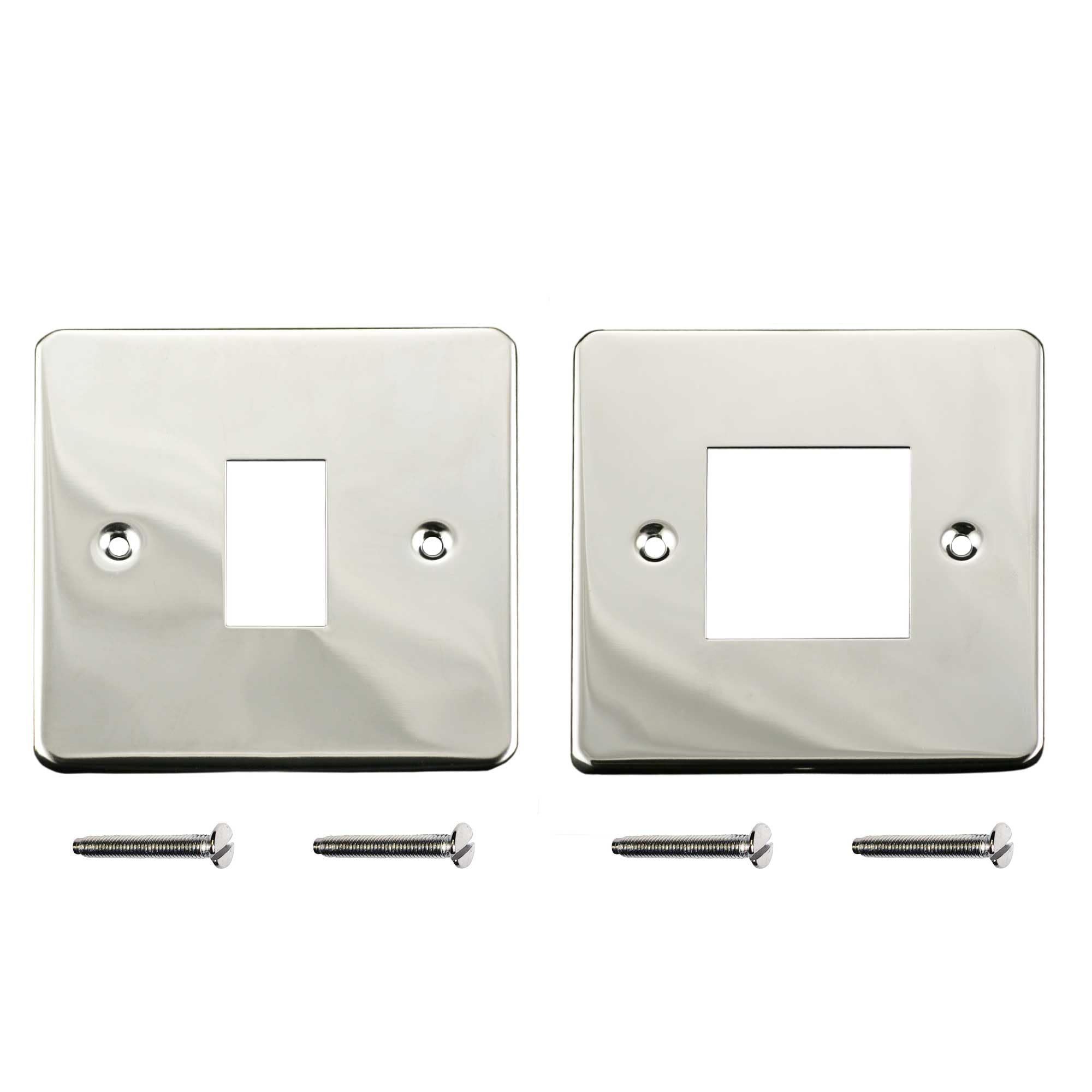Elektek Chrome Twin Pack Plated Single & Double Modern Light Switch Polished Metal Cover Plate Conversion - No Wiring Or Switch Removal Necessary