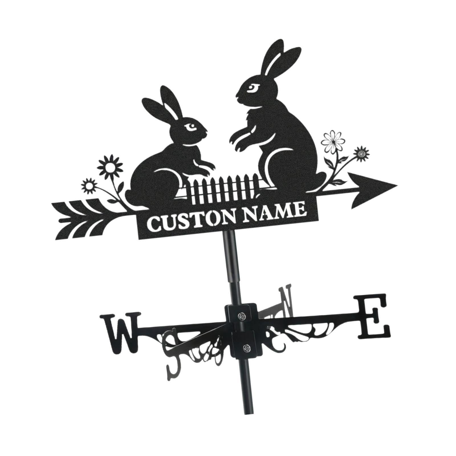 KESOTO Metal Weathervane Indicating Wind Direction, Elegant Animal-shaped Accessory, Metal Weathervane for Outdoor Patio, Bunny