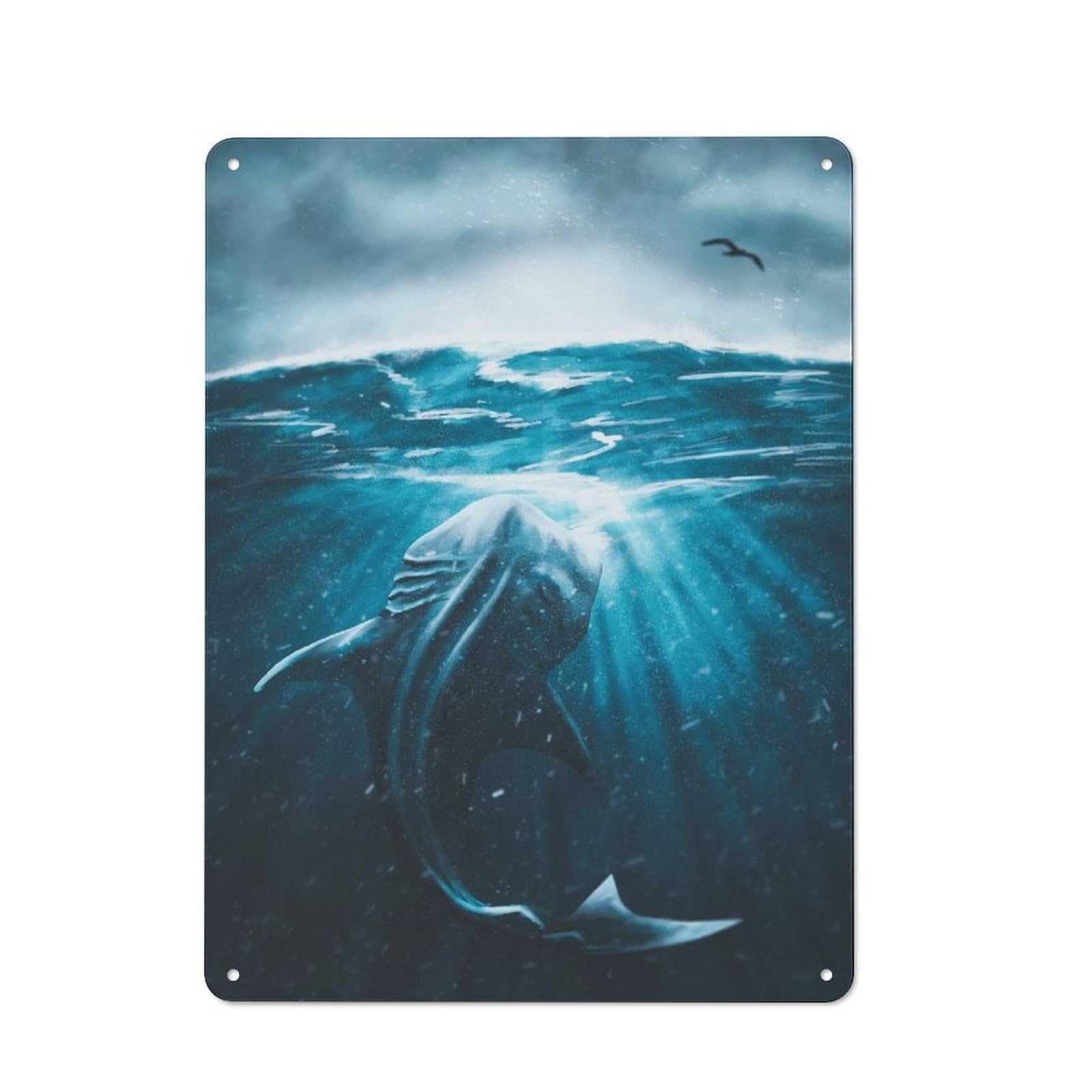 Junmoney Whale Shark-1 Whale Shark Rustic Metal Wall Decor 40X30cm, Metal Wall Sign For Pub, Home Bar, Shed Or Man Cave