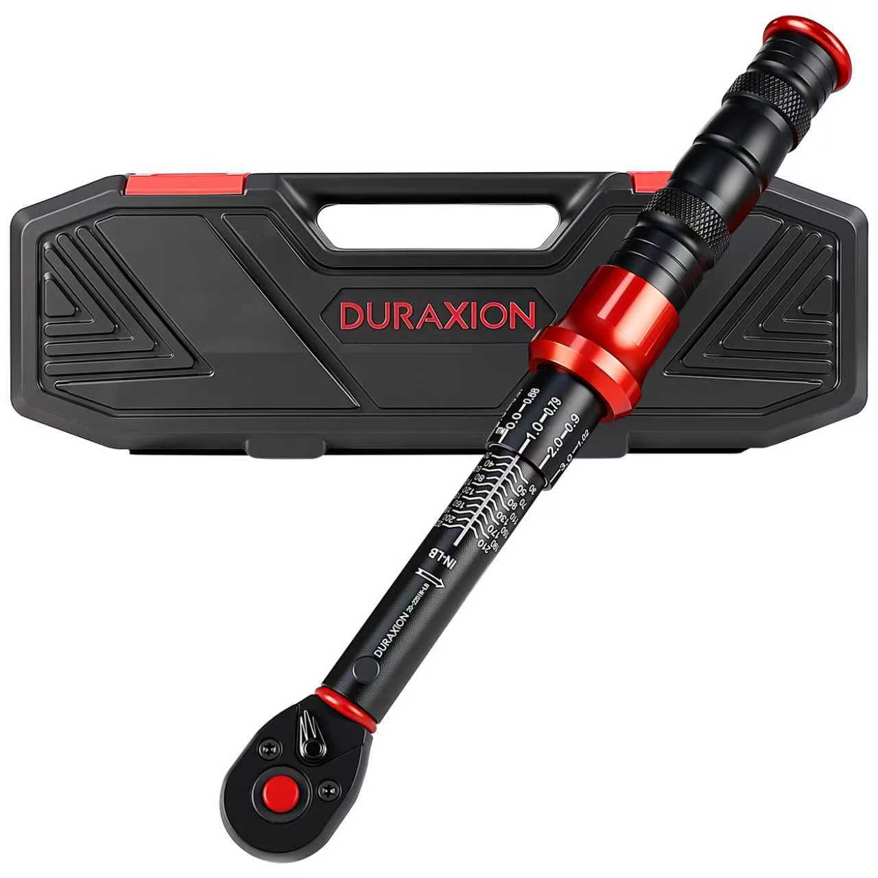 DURAXION 1/4-Inch Drive Torque Wrench 20-220in.lb/2.3-24.9Nm, ±3% Precision Dual Direction Torque Wrenches with 72-Tooth Dual Range Scales with Ft.Lbs and N.m