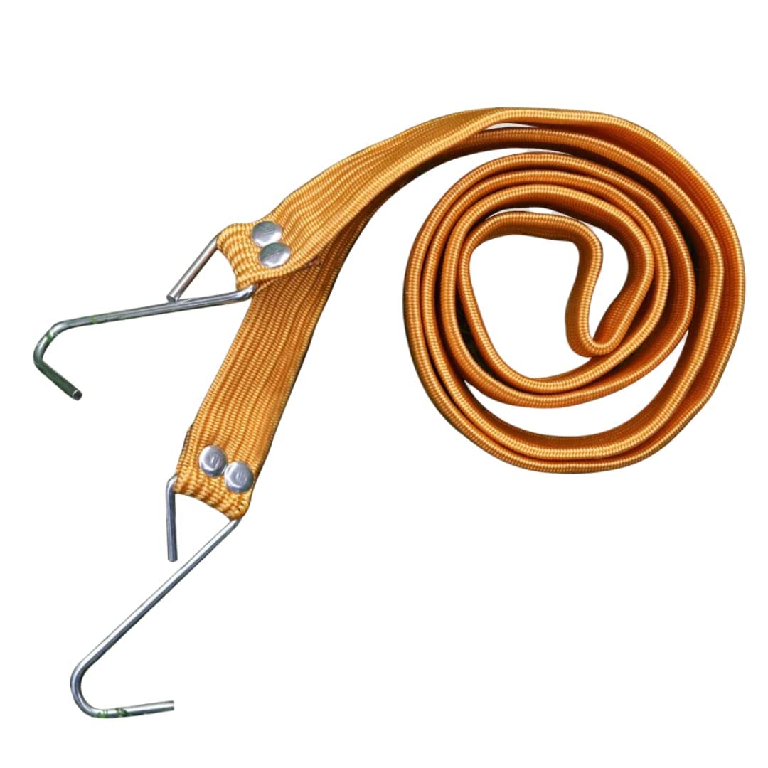 Dinojames 3 pcs 30mm Width 6 feet Length Multipurpose Ultra Flexible Rectangle Shaped Bungee Motorcycle Bike Luggage Elastic Strap/Rope with Metal ABS Hook 6 ft Multicolored - 3 Pcs. 3