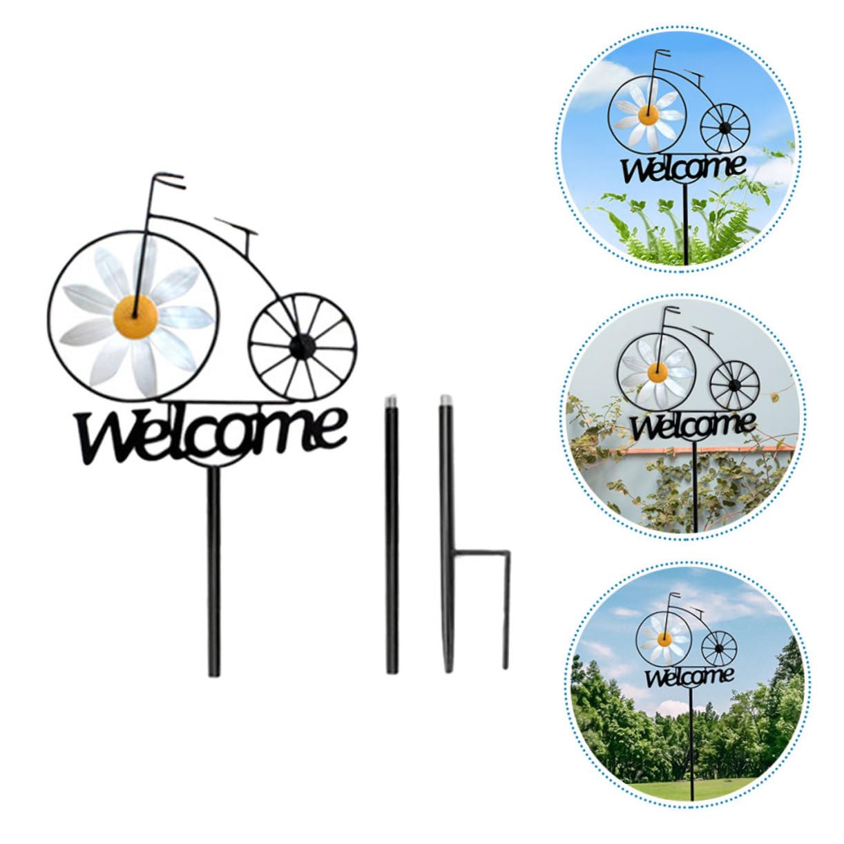 Mipcase Piquet de Jardin en Fer Motif Vélo, Décoration Délicate pour Pelouse et Jardin, Facile à Utiliser, pour Cour Arrière
