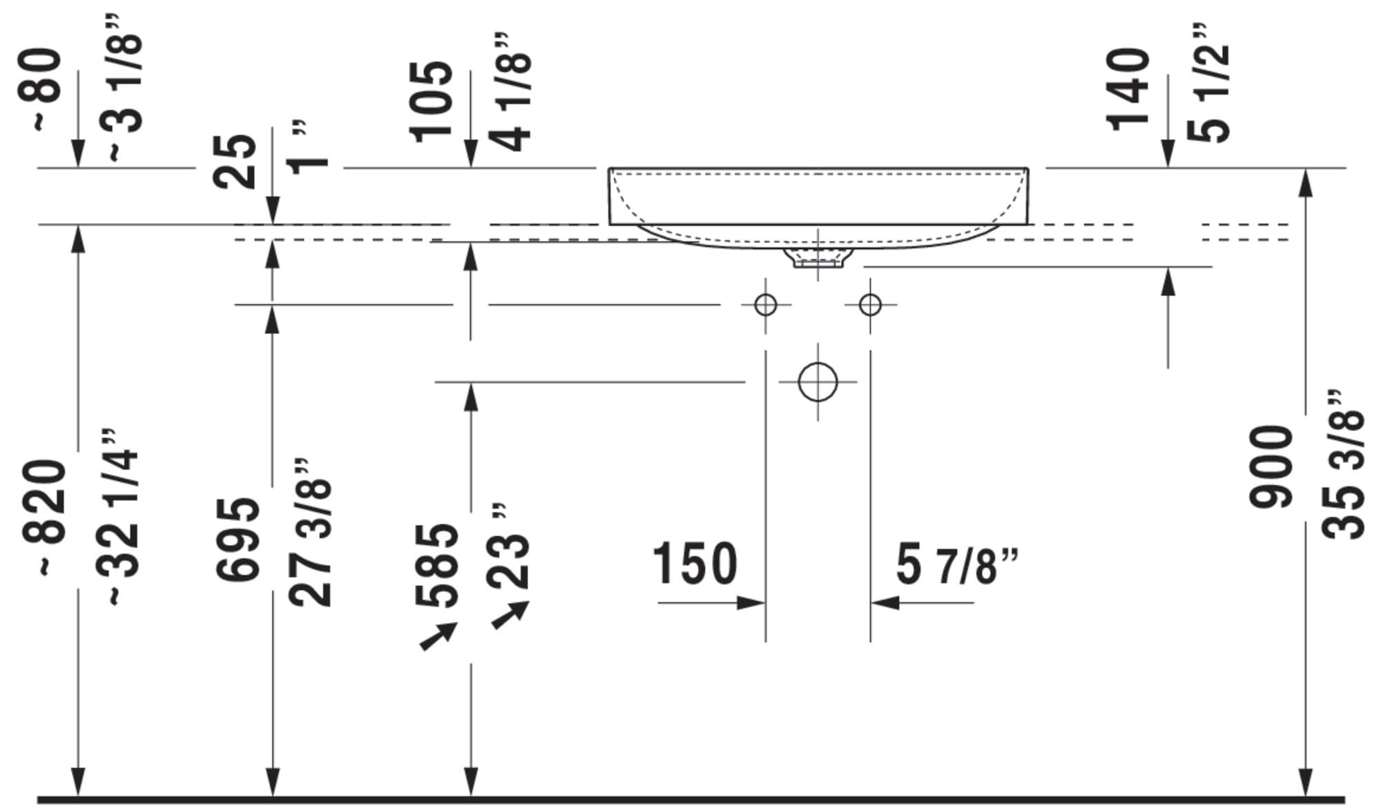 Duravit, 2355600000, DuraSquare 23-5/8