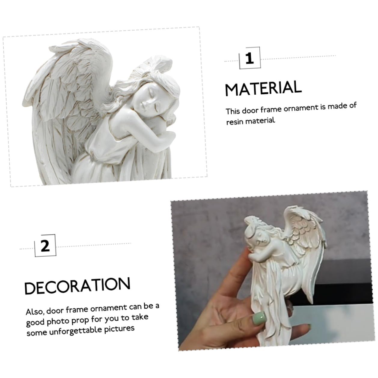 Artibetter Ornamenti Angeli da Porta in Resina Bianca 2 Pezzi