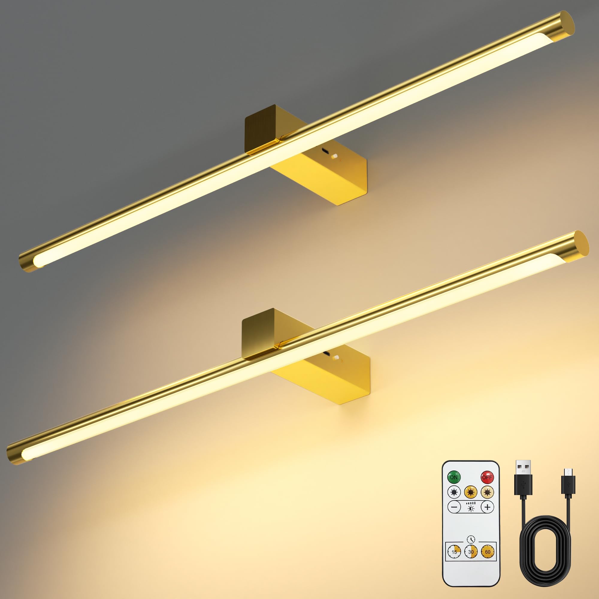 VOLISUN Luci per foto da parete, 5000 mAh, ricaricabili, funzionamento a batteria, 3 temperature di colore e dimmerabile continuamente, luce artistica da 220 lm per dipinti, gallerie, ritratti