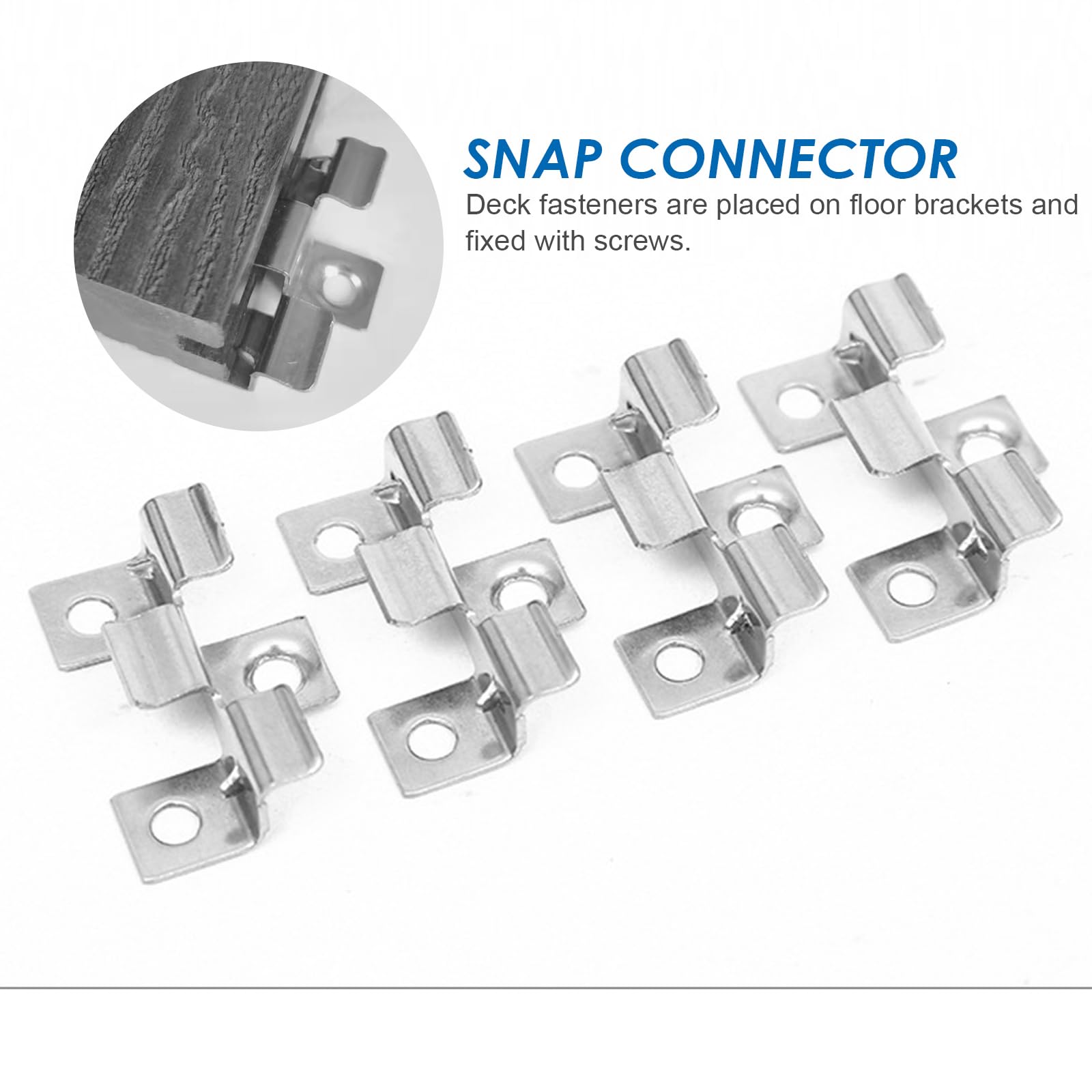 100 clip per terrazze in acciaio inox, a forma di U, clip di fissaggio con ardiglione, per assi in WPC da esterni, per pavimenti in legno di bambù, giunti di dilatazione da 4 mm (argento, 7 mm)