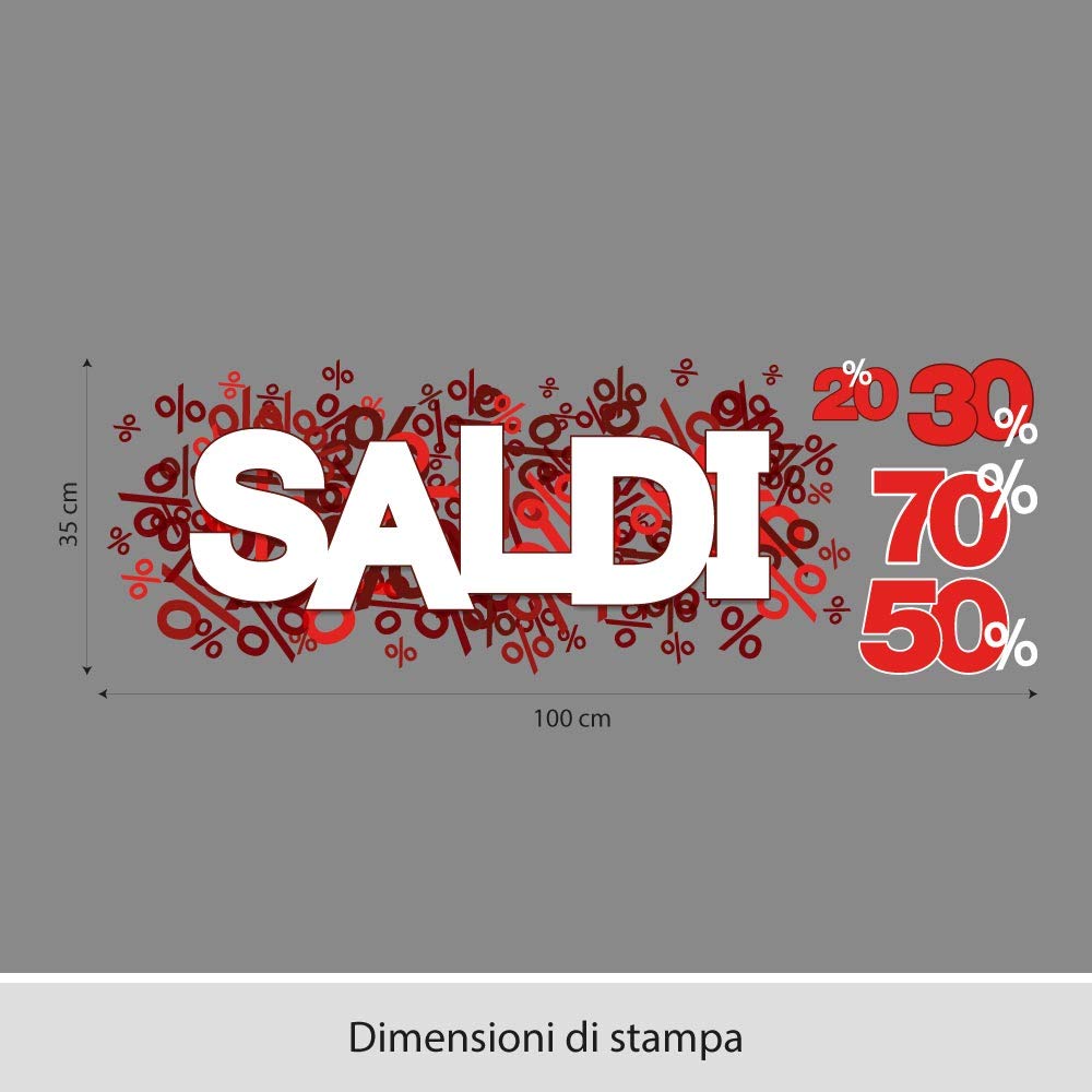kina - UVSD0146 Vetrofania Trasparente Removibile Riposizionabile per Vetri Finestre Vetrine Negozi - Adesivi Saldi Estivi Invernali Sconti Occasioni - 1 Foglio 100x35cm