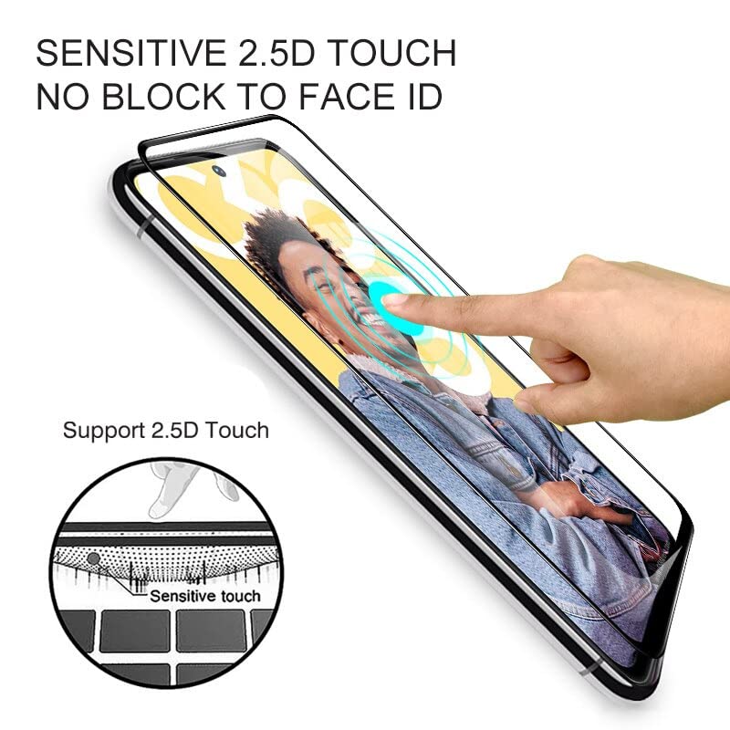 Image of Casodon 5D Tempered Glass Screen Protector for Realme C55 (Black) Full Screen Protector with Easy Installation Kit