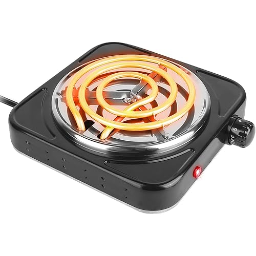 1000W Electric Single Burner, Electric Hot Plate for Cooking Portable Cooking Stove, Countertop Burner Cooktop for Kitchen, Dorm, Temperature Control, Easy to Clean, Black