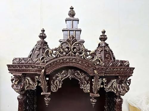 Blackperlcrafts 65"x 45"x 18" Exquisite Teakwood Pooja Home Temple with Dome - Elegant Hindu Mandir for Spiritual Ceremonies - Image 7