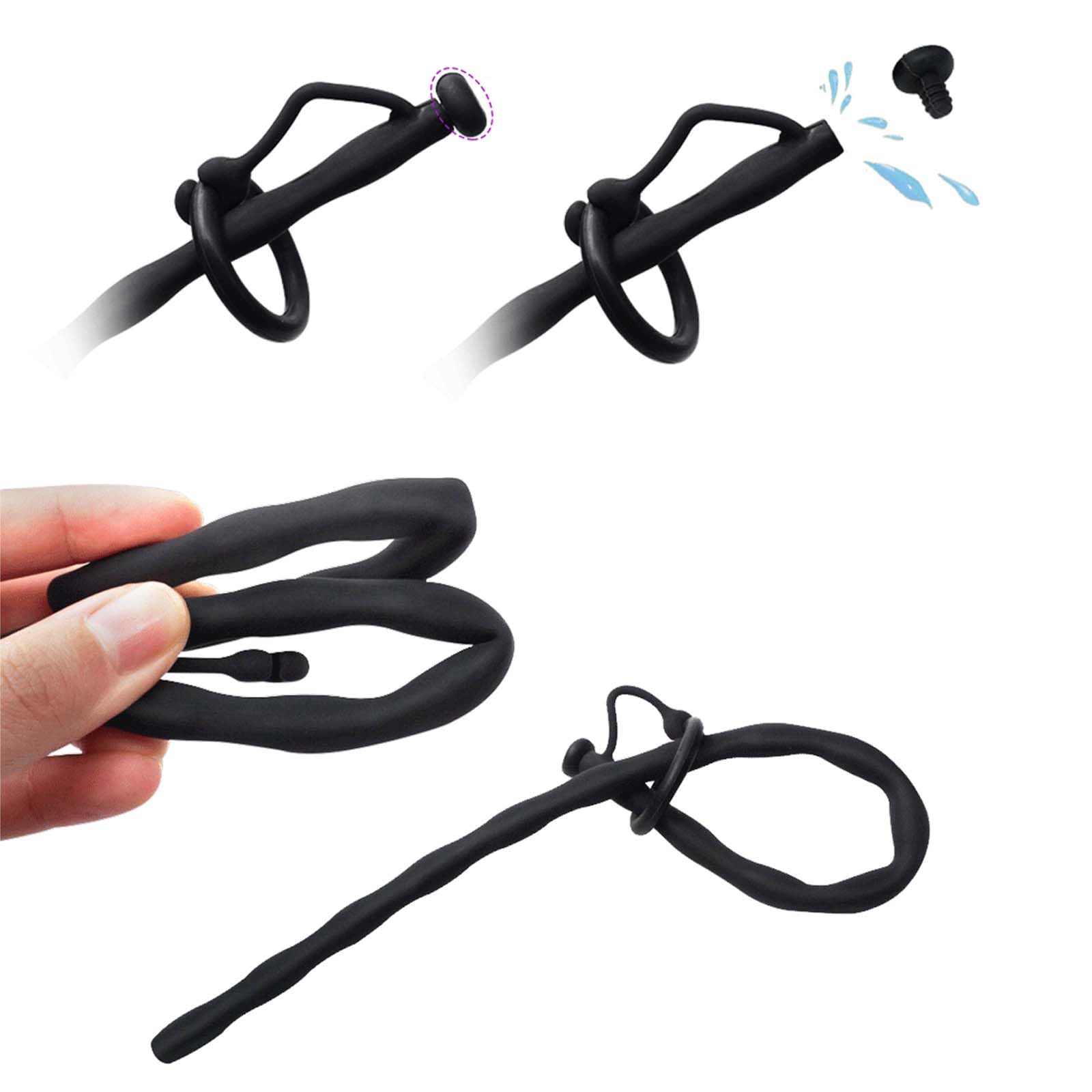 Asta fitness liscia e cava, dilatatore speciale per facilitare la minzione, asta extra lunga e 2 misure di anelli incluse -D38IT (B:6mm)
