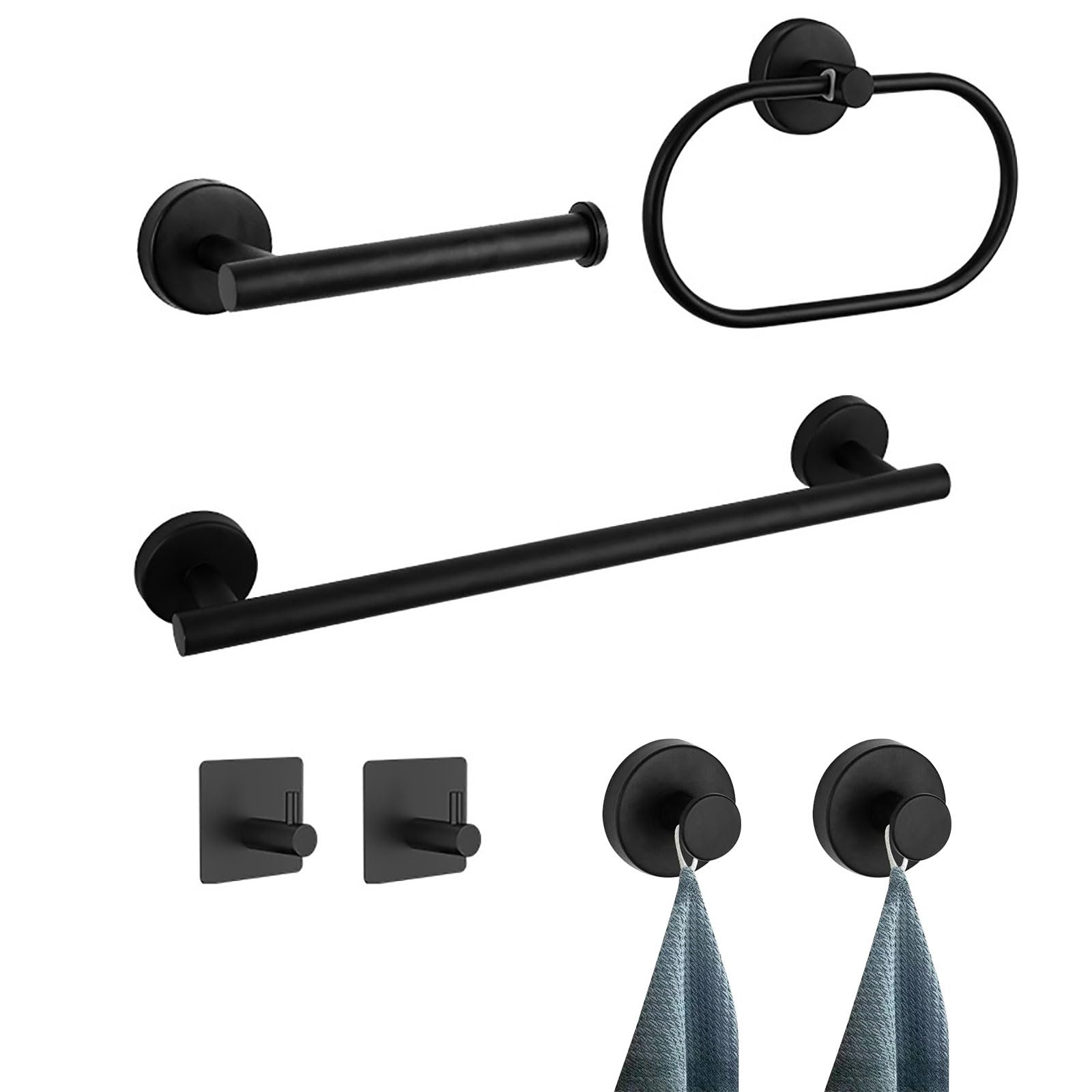 Stainless Steel Bathroom Hardware Set Towel Rack Adhesive Towel Rings Robe Hook Holder Kitchen Towels Rod Bathroom Accessory Set
