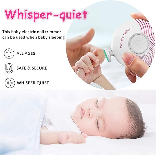 Miniatura 4 de Cortador de uñas eléctrico para bebé, lima de uñas para bebé, con 6 cabezales de molienda, kit de cuidado de uñas seguro y silencioso para recién