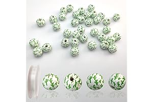 100 Count Cactus Pattern Wooden Beads for Jewelry and Crafts
