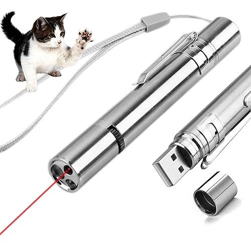 Cat Pointer Interactive Toys, Cat Chasing Toys, Pet Toys for Indoor Kitten Play Chase Exercise, USB Recharge, Cat Toy Pointer for Indoor, Cat Mouse Toys Wand Light Pet Interactive Toys