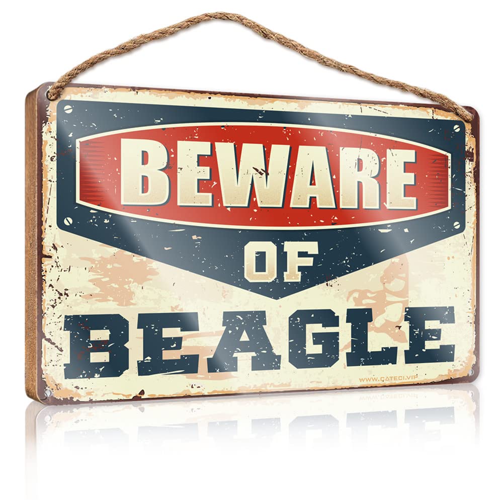 YYHLEH Outdoor Signs For Porch Beware Of Beagle Wooden Sign(23X35CM)