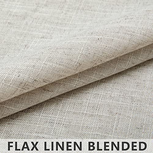 Flachs-Leinenvorhänge 96.5 cm Breite für Wohnzimmer, 2 Panel-Set, Stangentasche, Lichtfilter, halbtransparent, lang, dünn… – Ansicht 5