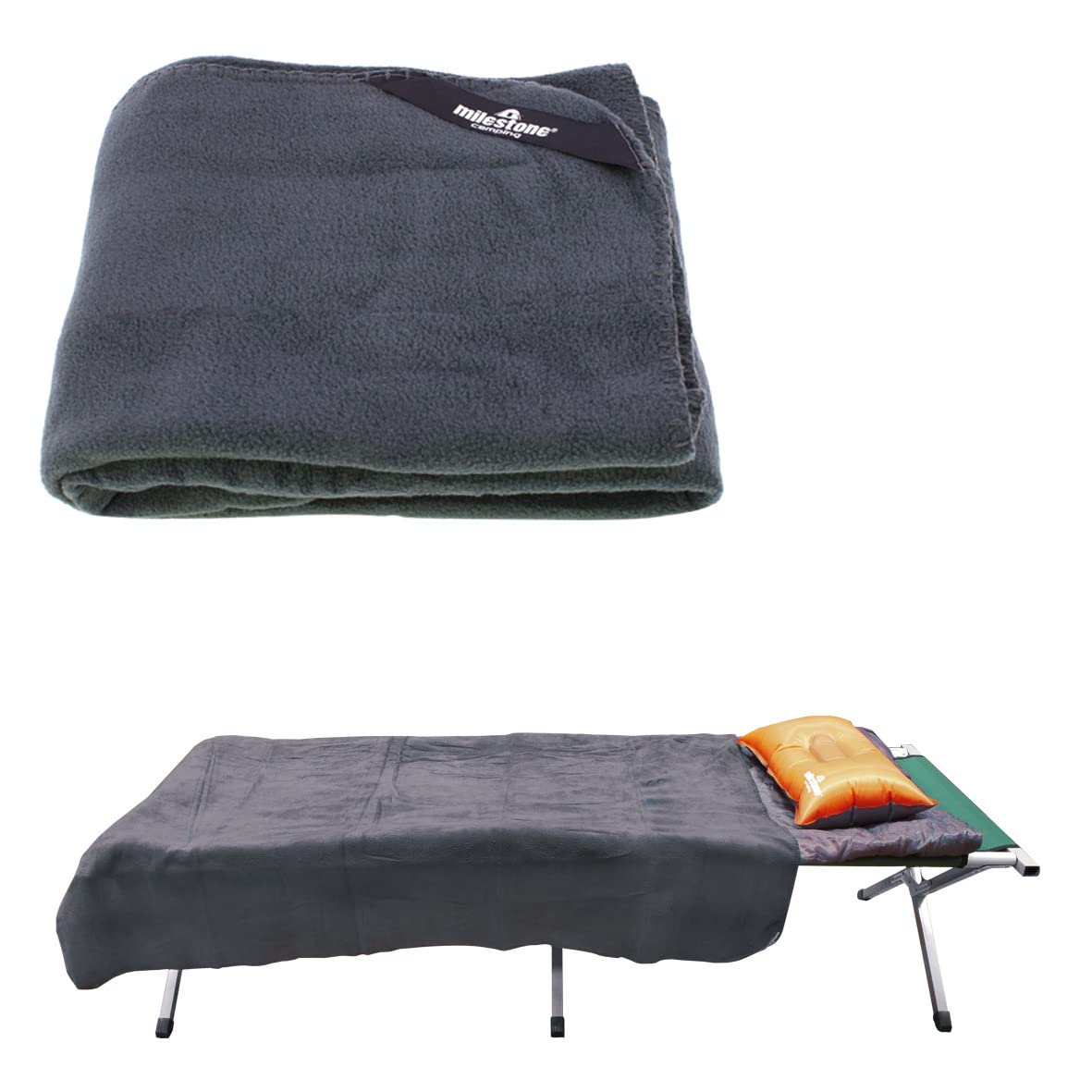 Milestone - Manta de Forro Polar para Camping, Color Antracita (Paquete de 2)