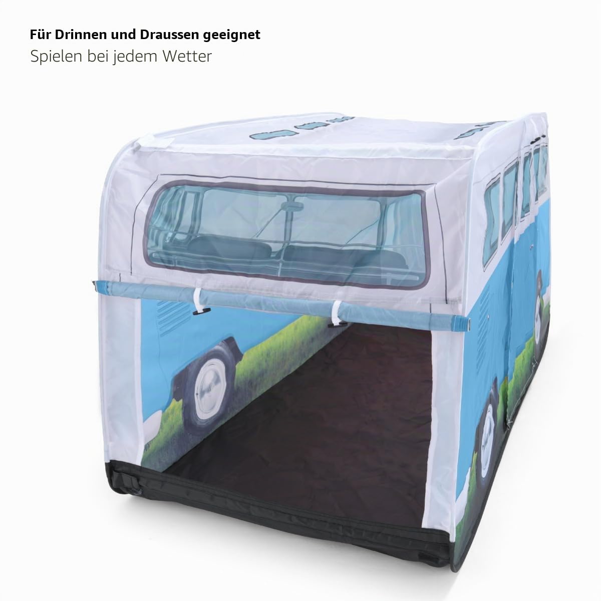 Board Masters - Volkswagen Kinder-Pop-Up-Spiel-Zelt im T1 Bulli Bus Design 165 cm (Bus Front/Blau)