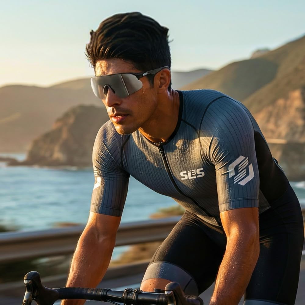 SLS3 Triathlon Suits Mens Elite Aero Tri Suit Men - Trisuit Triathlon - Full Zip, Aero Sleeves, Internal and Rear Pockets