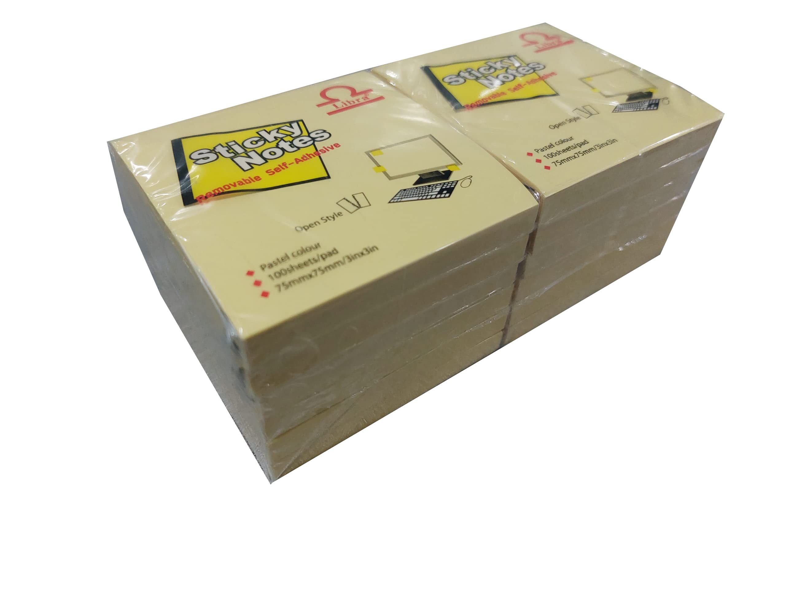 Libra Sticky Notes, 7.5 cm Length x 7.5 cm Width, 12 Pads