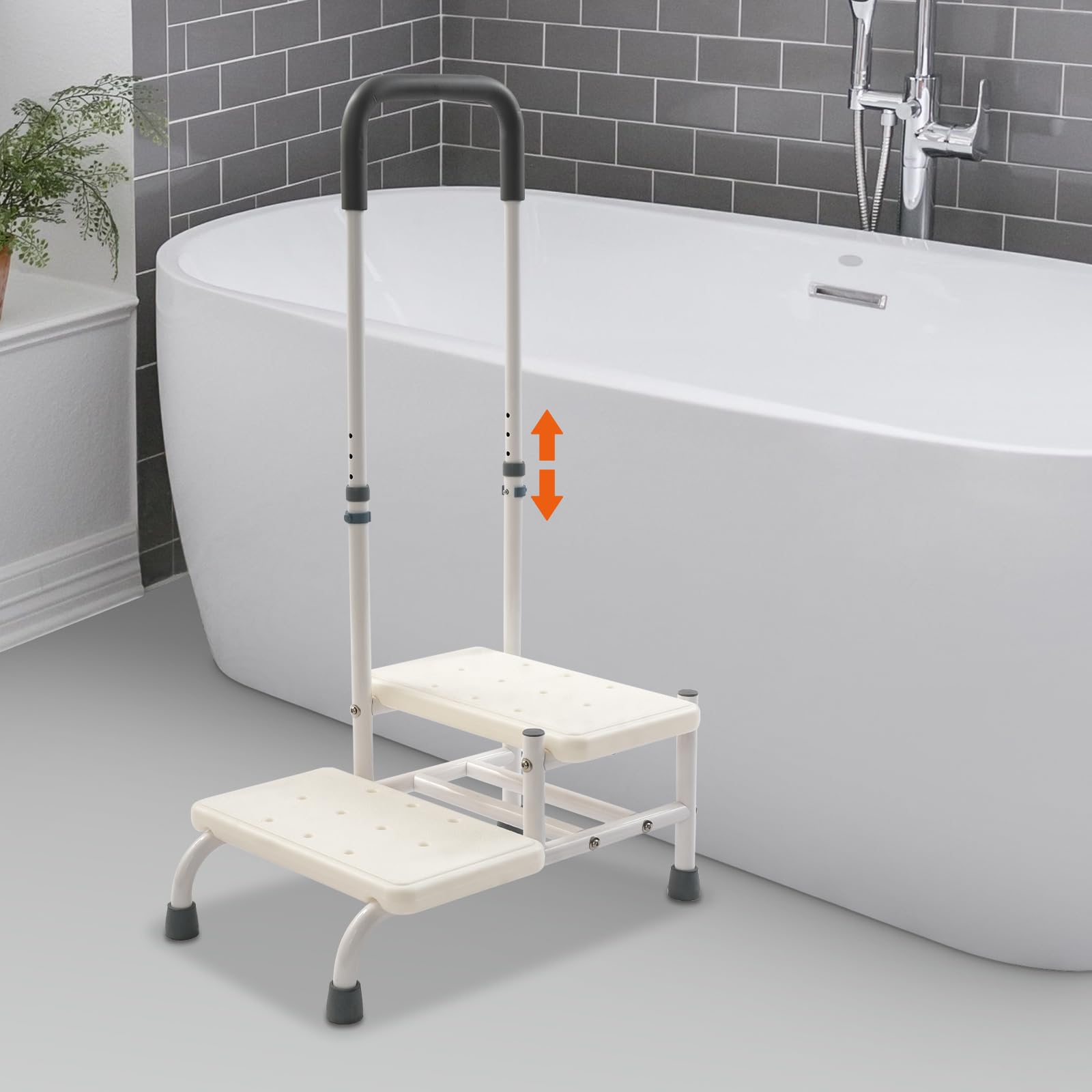Scaletta a 2 gradini, Scaletta di sicurezza domestica | Sgabello da bagno per vasca da bagno, antiscivolo, capacità di carico di 135 kg, altezza regolabile