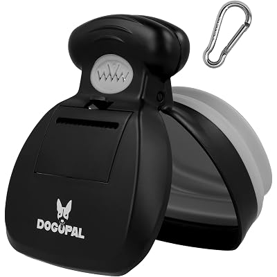 DOGOPAL Portable Pooper Scooper – Dog Poop Scoop for Small, Medium and Large Dogs – Poop Scoop with Bag Attachment - Dog Poop Bags and Leash Clip Included (Grey, Medium)