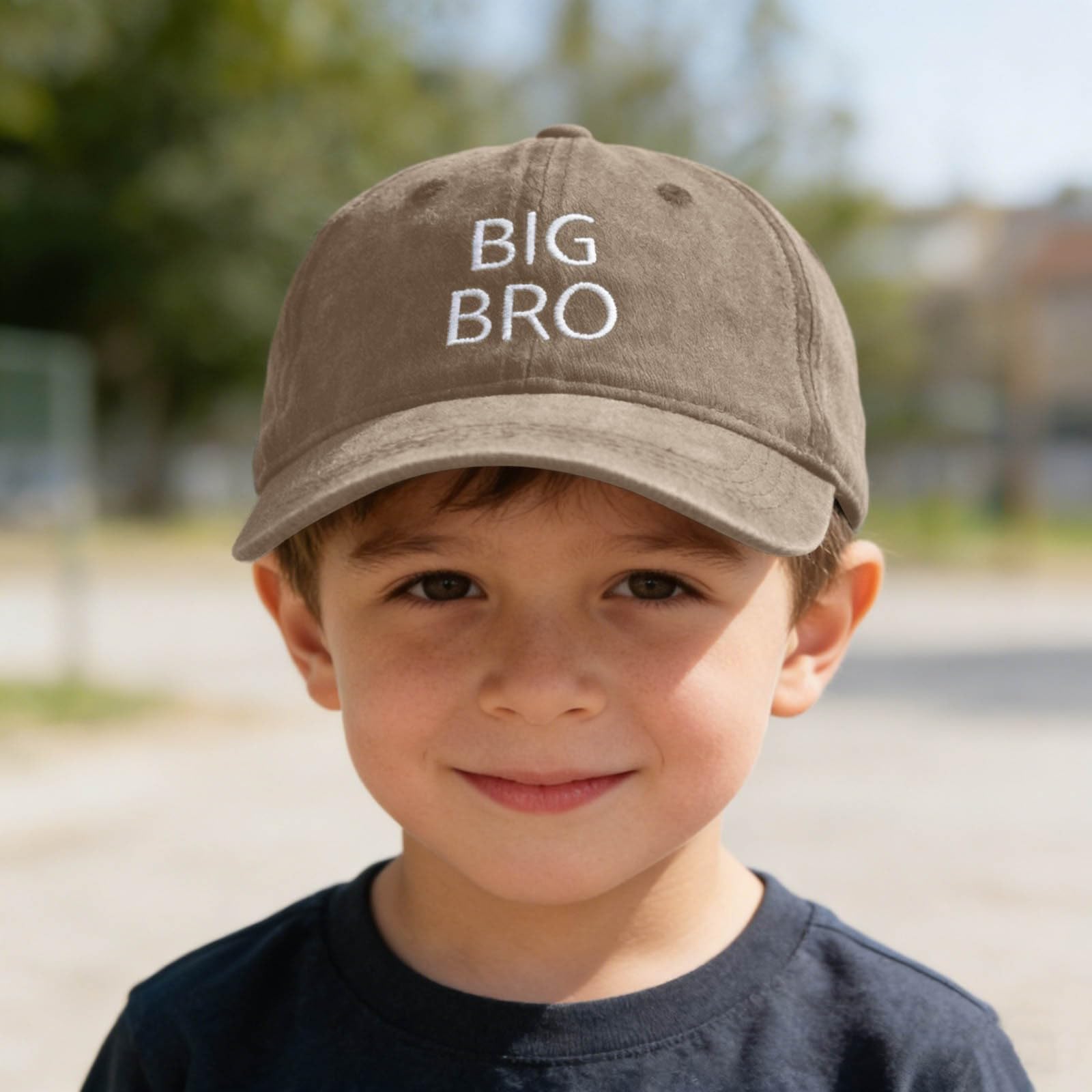 Gorra de béisbol para niños con bordado, gorro lavado oscuro con texto Big Bro, gorra ligera y transpirable para niños y niñas