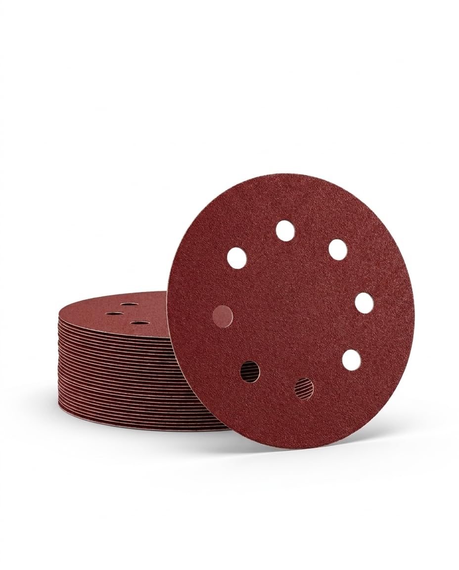 Discos de lija de 180 mm, grano 40, 30 unidades, papel de lija de 180 mm para lijadora de cuello largo, lijadora de paneles de yeso (8 agujeros)
