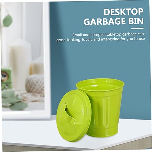 Miniatura 6 de Bote de basura pequeño para automóvil, bote de basura galvanizado con tapa, cubo de basura exterior con tapa, cesta de papel desechable, mini maceta