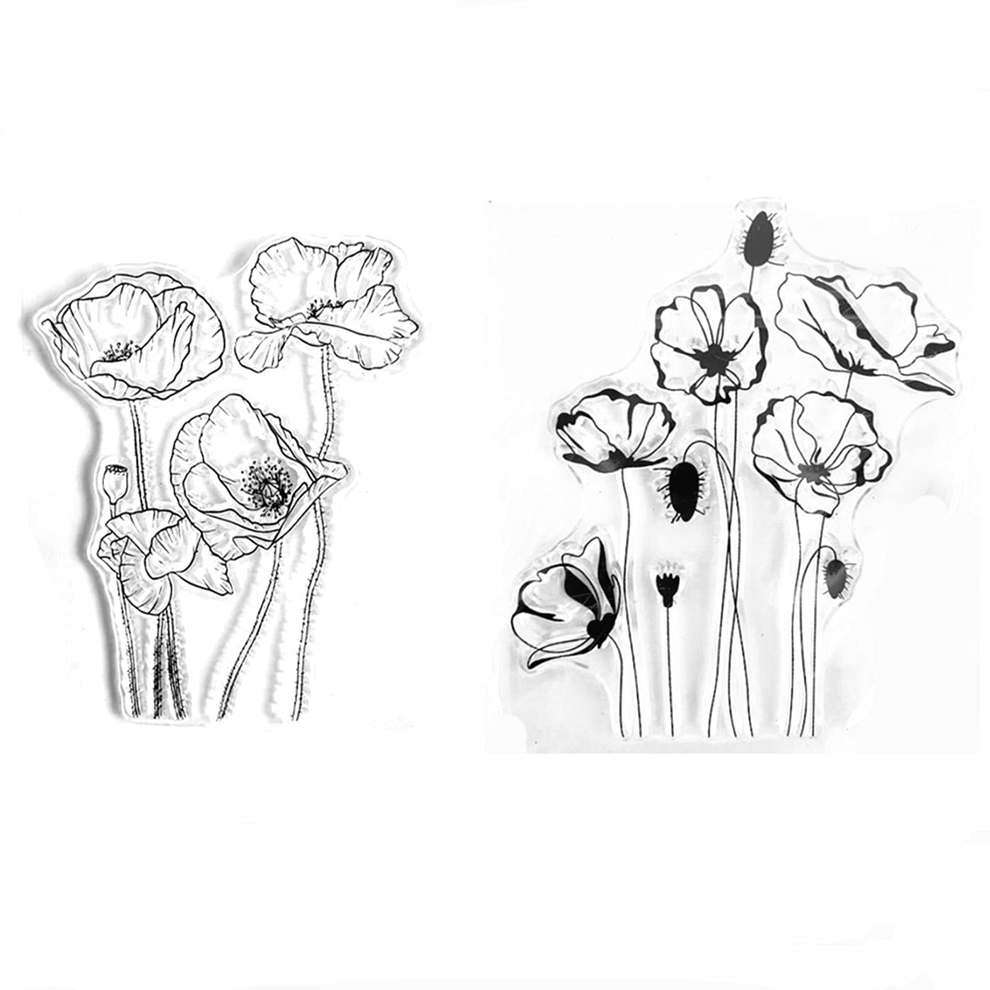 Arbuya 2Pcs/Lot Flowers Blooming Poppies Flowers Clear Stamp For Decorative Carding Making Scrapbooking Tools