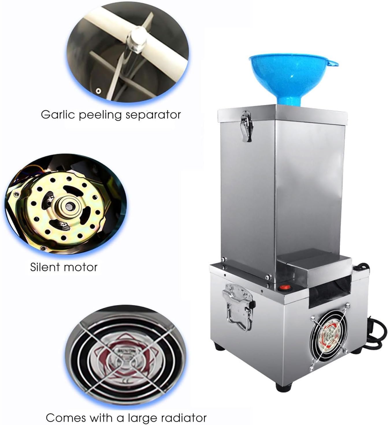 Portable Garlic Peeler, 66lbs/h Automatic Stainless Steel Garlic Peel Separator, 180W MINI Household Garlic Puller for Restaurant, Barbecue, Chinese Restaurant, Dumplings 110V/220V