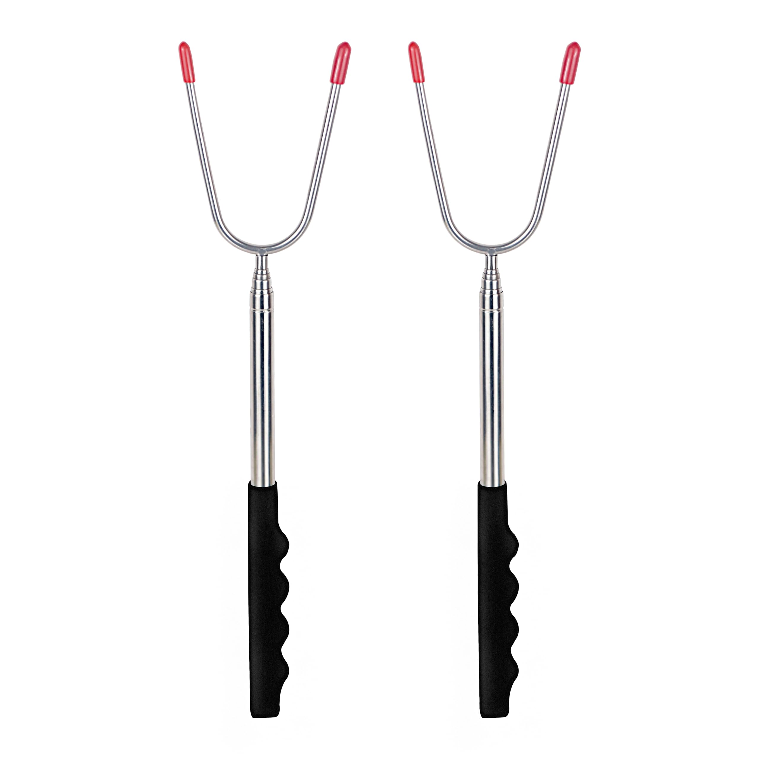 Fafish Marshmallow Roasting Sticks for Fire Pit - Smores Sticks,Extra Long 45 Inch Skewers Kit,Telescoping Camping Campfire Accessories for Hot Dog, 2 Pack (Black)