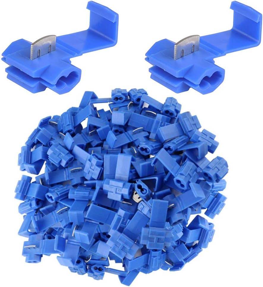 100 Pcs Lock Wire Connectors Blue Quick Splice Connector Terminals for Suits cable 0.75-2.5 mm² (AWG14-18 (15A))