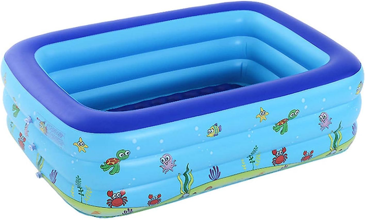 Reko 210 x 150 x 60 cm Inflatable Pool Large Family Pool, Paddling Pool for Children, Inflatable Swimming Pools, Rectangular Family Pool, for Indoor, Backyard, Garden, Outdoor, Water Parties