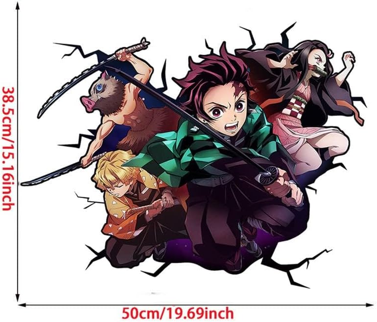 Miniatura 6 de Demon Slayer - Calcomanías de pared autoadhesivas de dibujos animados para niños decoración de pared de anime de dibujos animados para niños