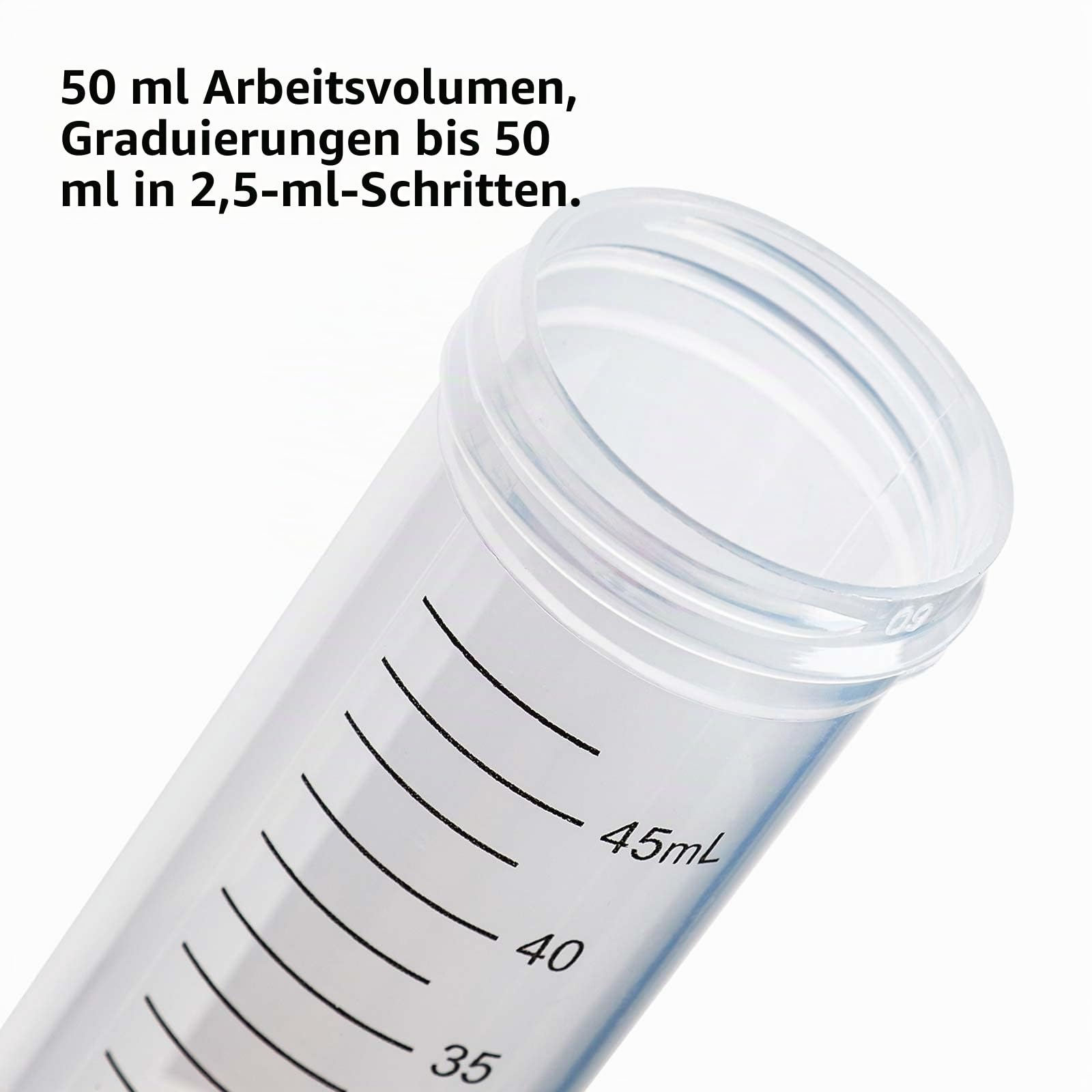 Globe Scientific 50mL Centrifuge Tube with Attached Blue Flat Top Screw Cap, 6288, Polypropylene, Sterile, Printed Graduation, 25/Bag, 500/CS