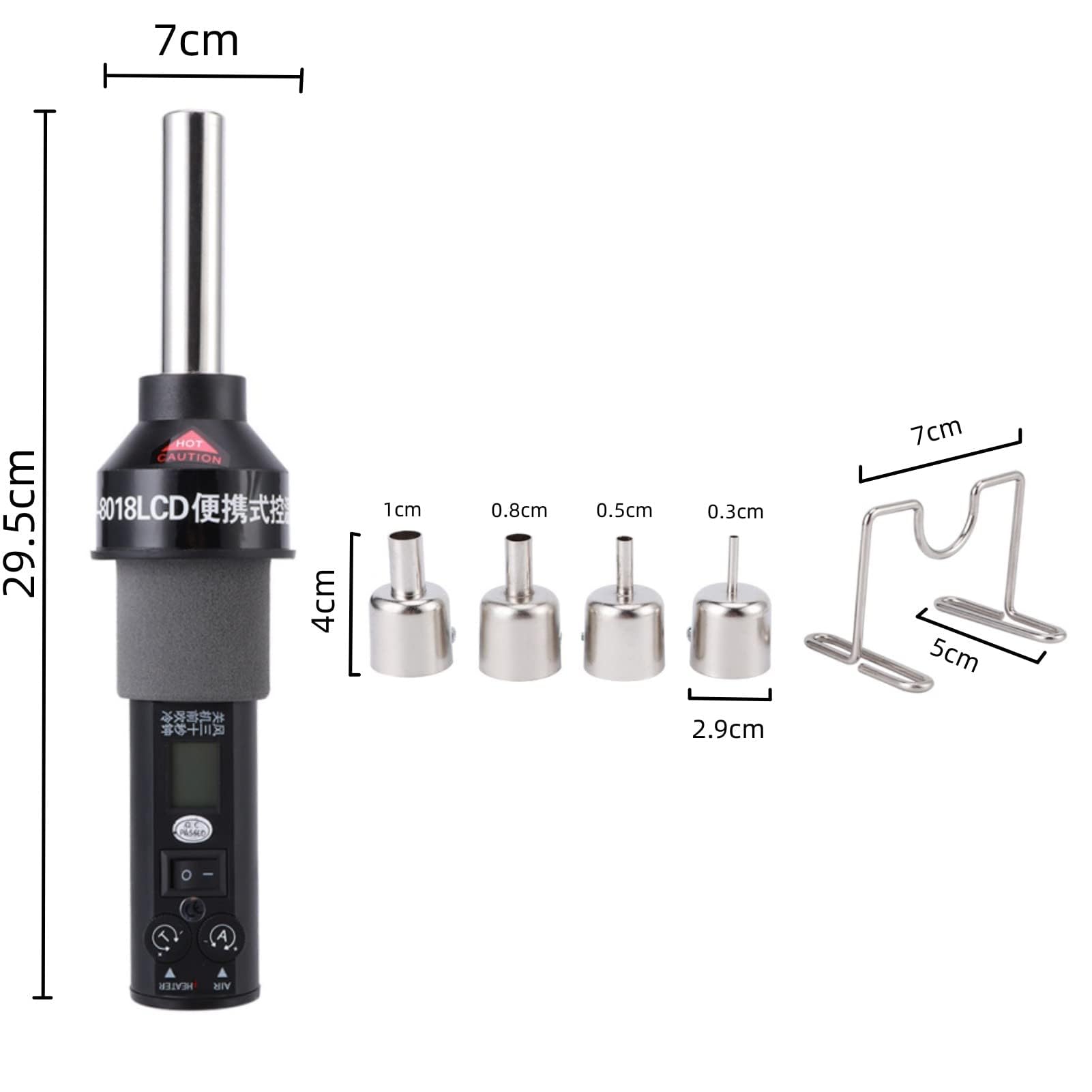 Pistola Ad Aria Calda, Mini Pistola Termica, Termostato con Display Digitale LCD Utensili Elettrici Industriali a 4 Ugelli, per Dissaldare Varie Scatole Schermatura Su Circuiti Stampati