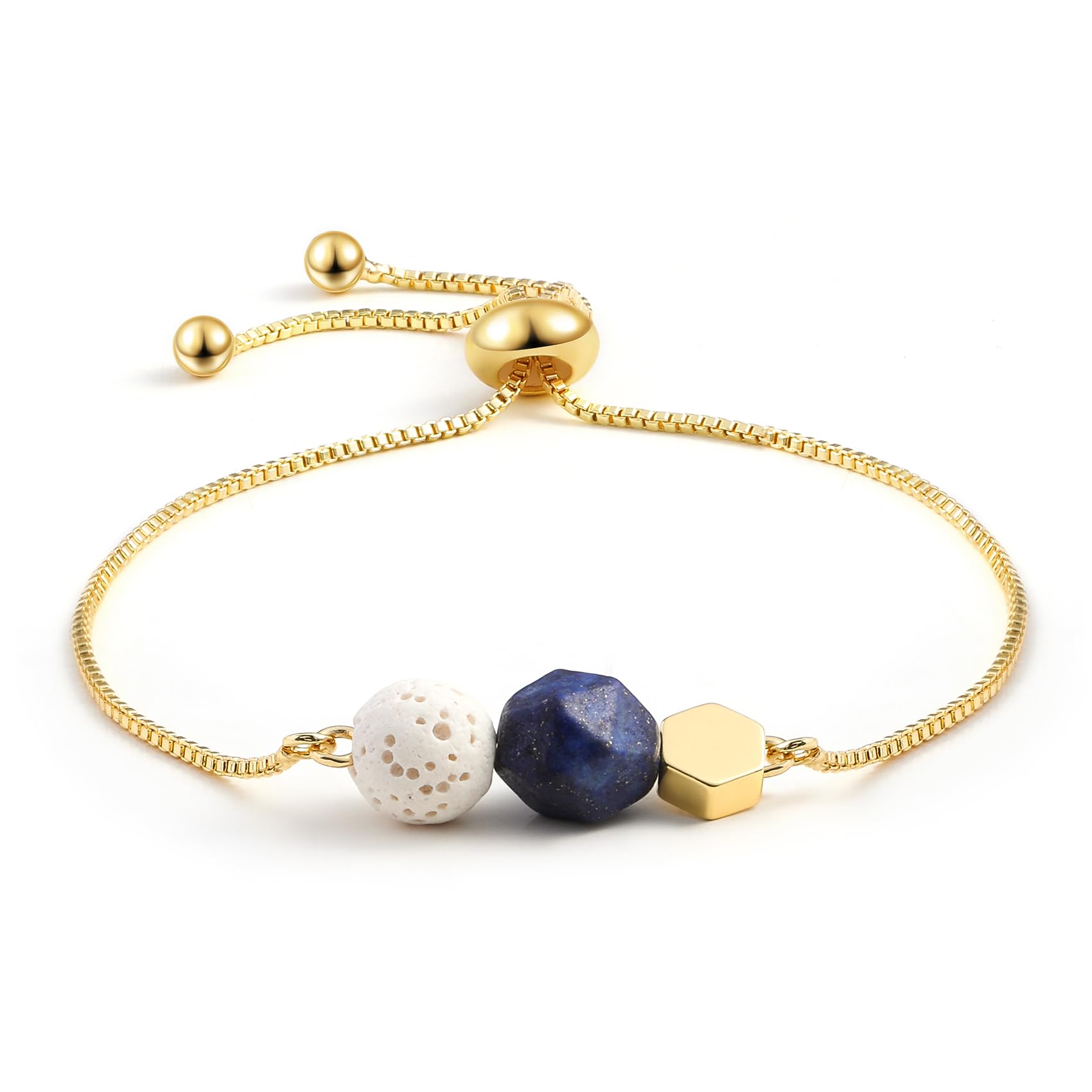 Jardme Essential Oil Diffuser Bracelets, 14K Gold Link Bracelets for Women, Birthday Gifts for Women Mom