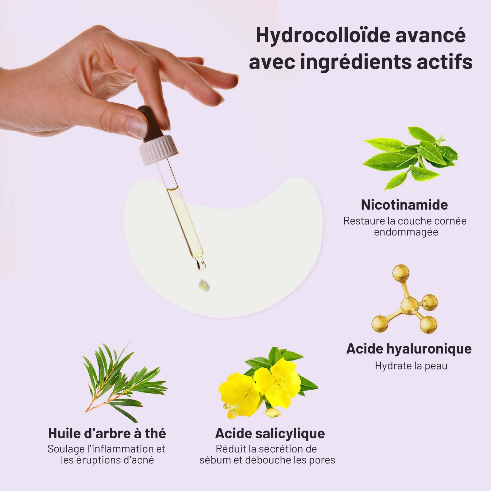 Patchs bouton ACOTYE 32pcs, pimple patch à L'huile d'arbre à thé, acide salicylique à et niacinamide, pour sur le menton, les joues, le dos
