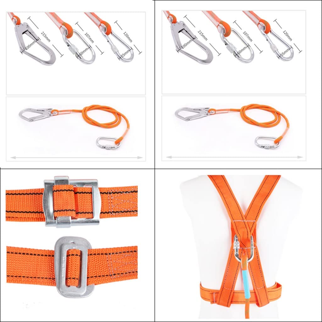 SwaYve Harnais de Sécurité Pour Le Travail Aérien, Harnais Antichute Complet, Harnais de Protection Contre Les Chutes À Hauteur de Ceinture Réglable Avec Crochet/5M