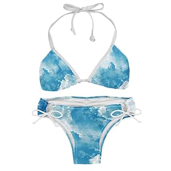 Amazon.com: Blue Cloud Sky Print Women's Side Tie Hipster